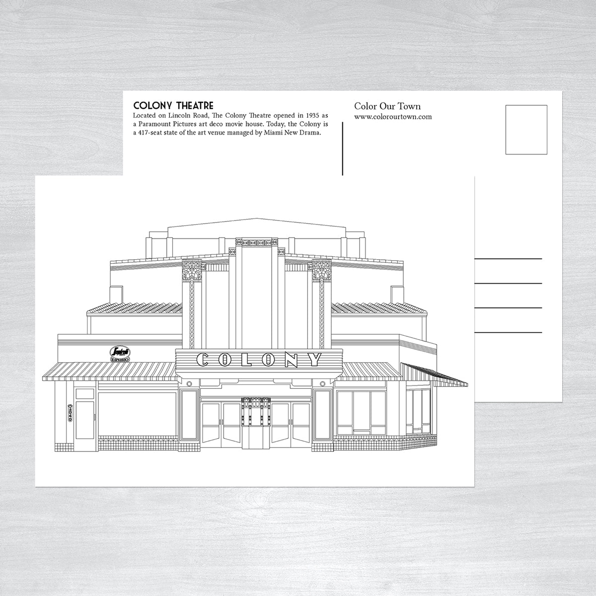 Miami Beach Art Deco Coloring Postcards