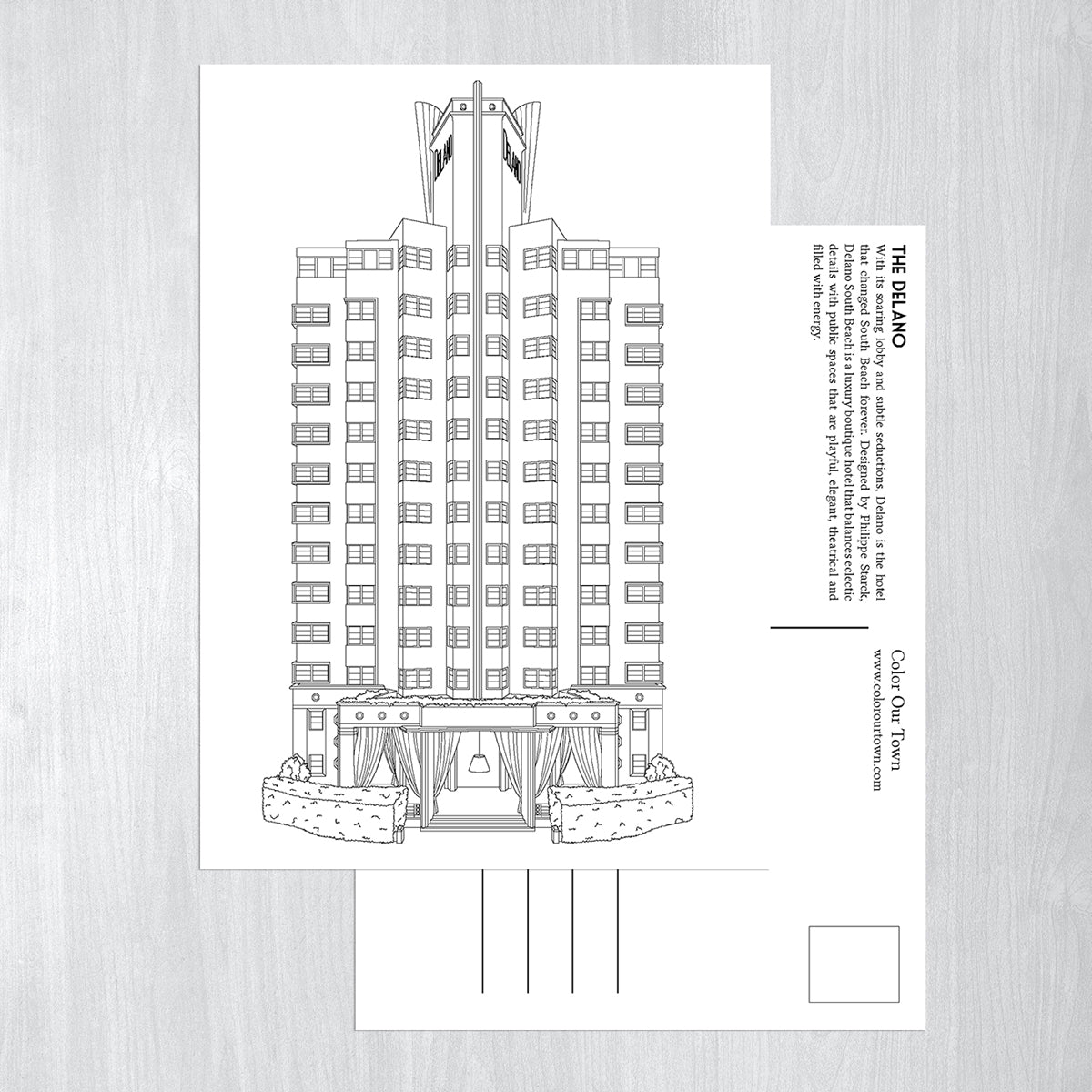 Miami Beach Art Deco Coloring Postcards