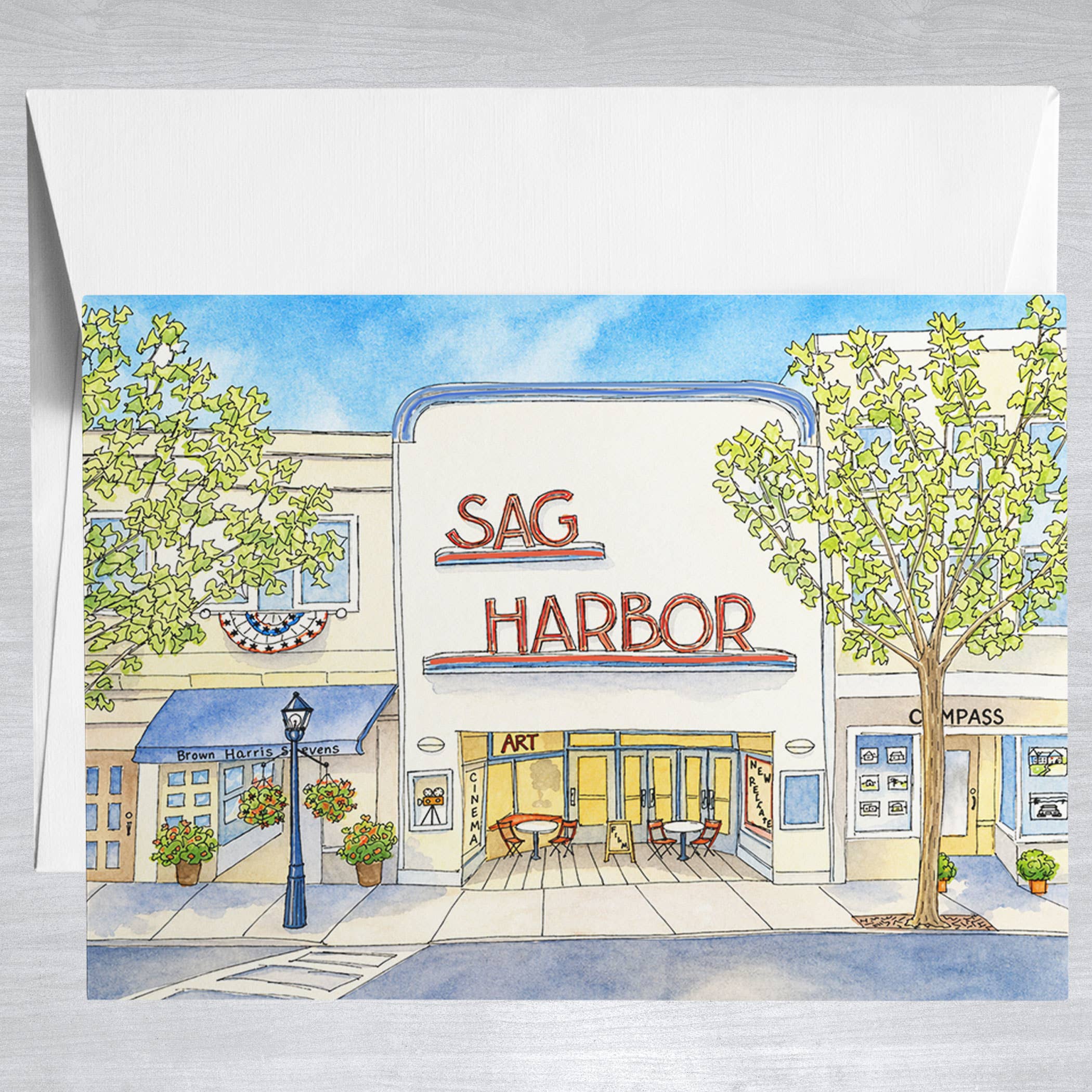 Sag Harbor Cinema watercolor  Greeting Card