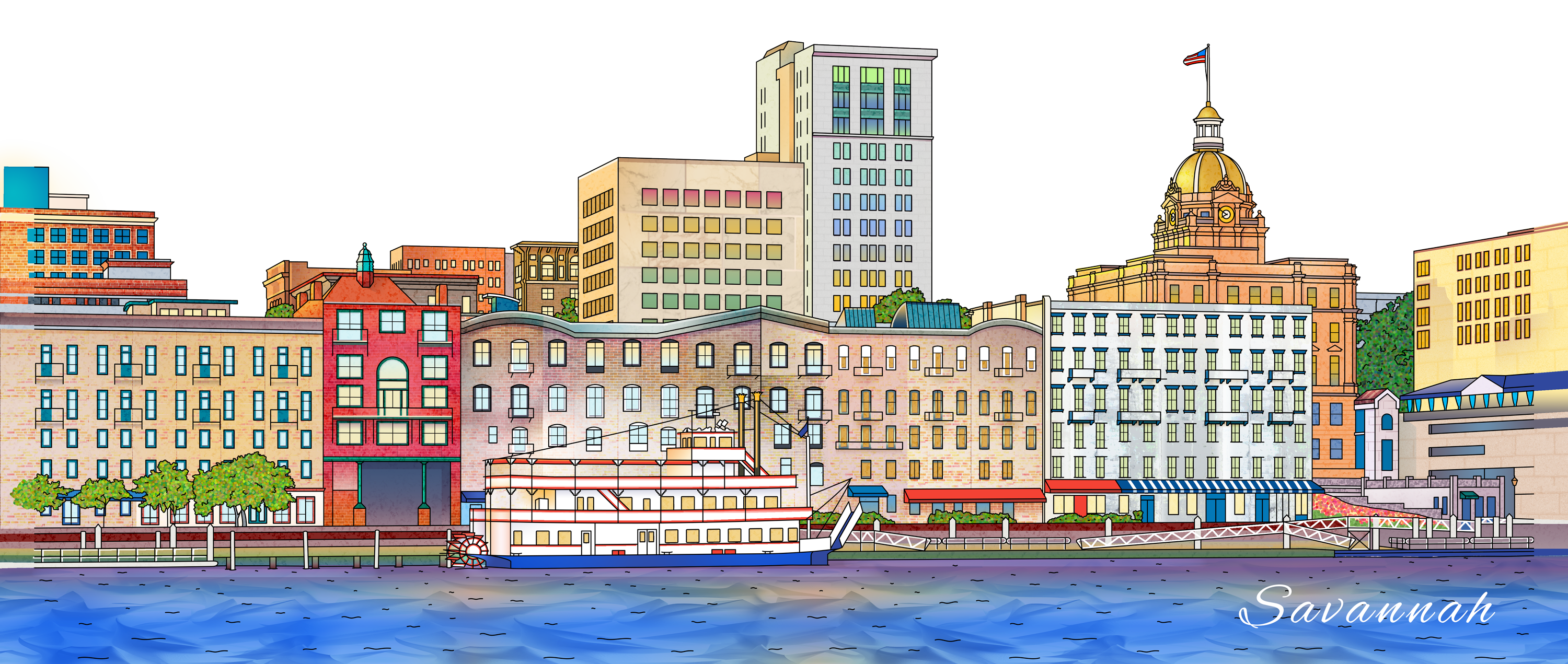 Savannah Waterfront  Sticker