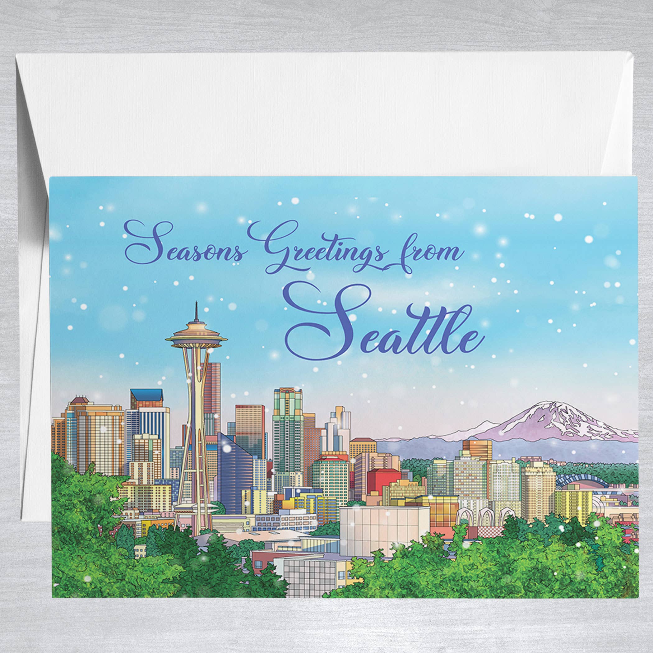 Seattle Skyline Holiday  Greeting Card