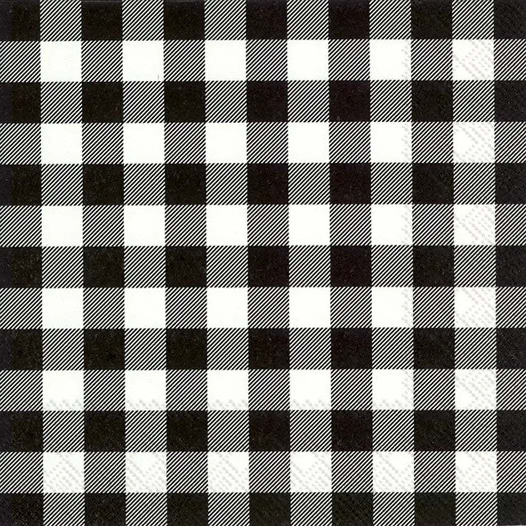 Paper Cocktail Napkins Pack of 20 Buffalo Check Black