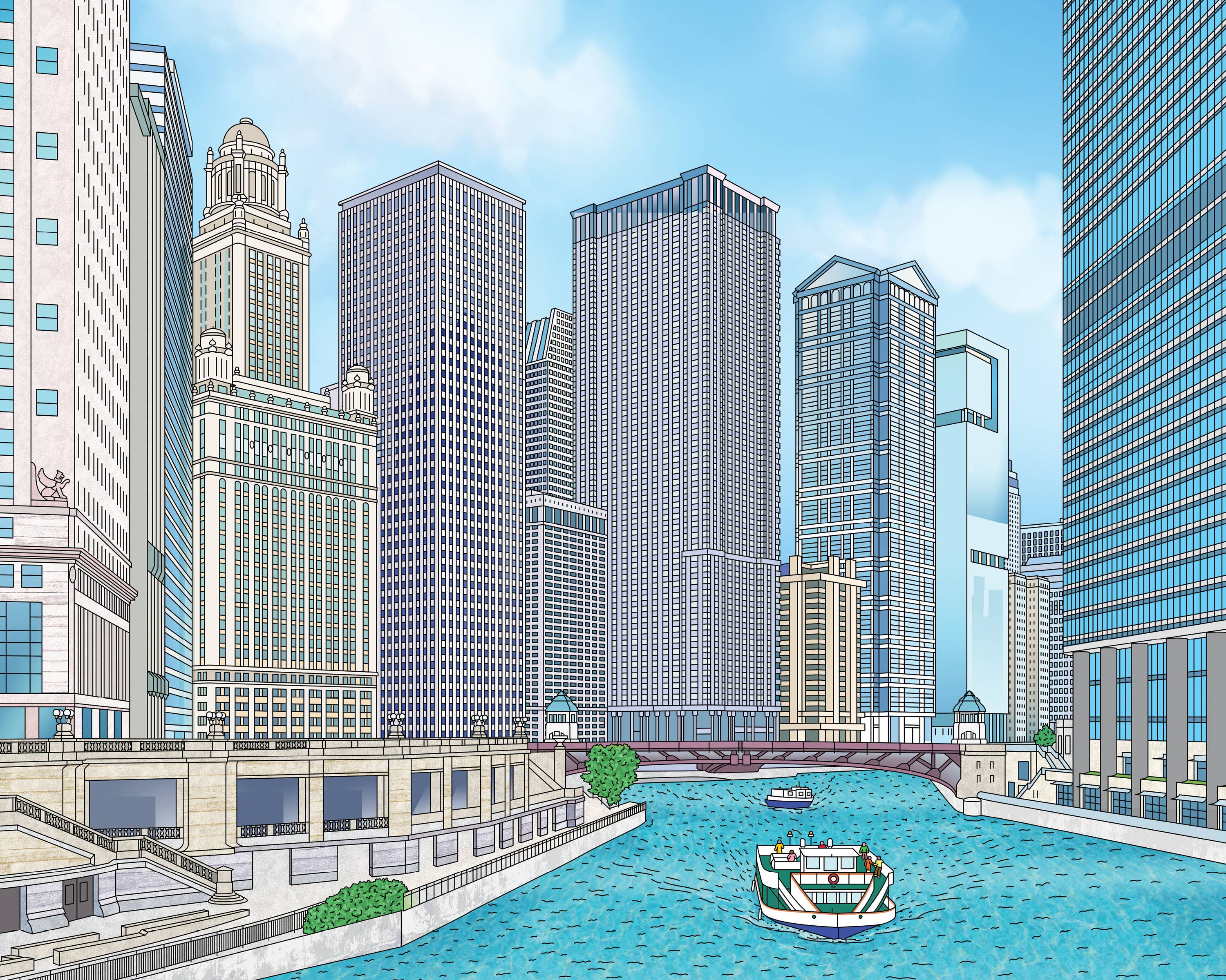 Chicago Riverwalk  Art Print