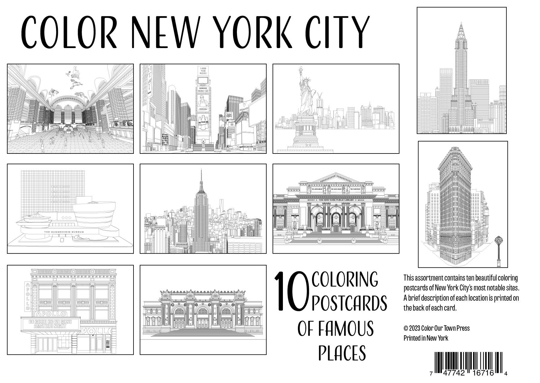 NYC Landmarks Coloring Postcards