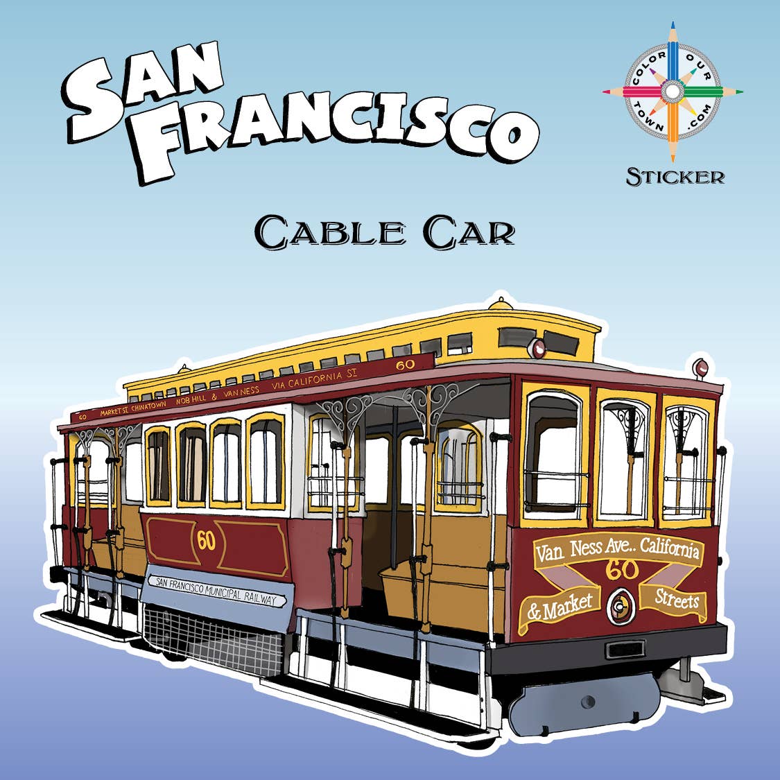 Cable Car  Sticker