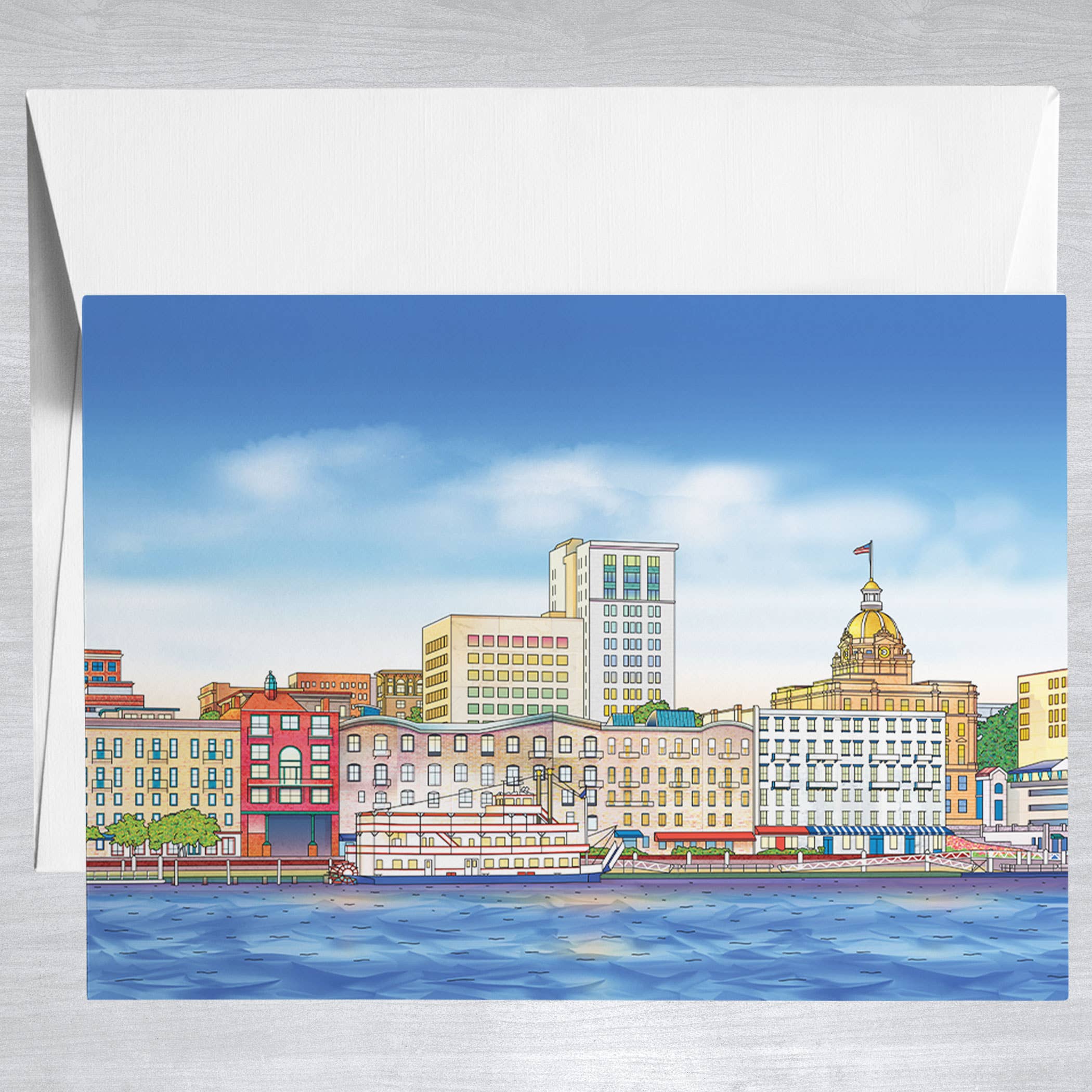 Savannah Waterfront  Greeting Card
