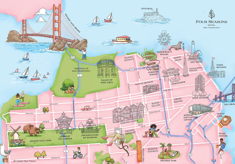 Four Seasons San Francisco Sticker Maps + Sticker Sheets