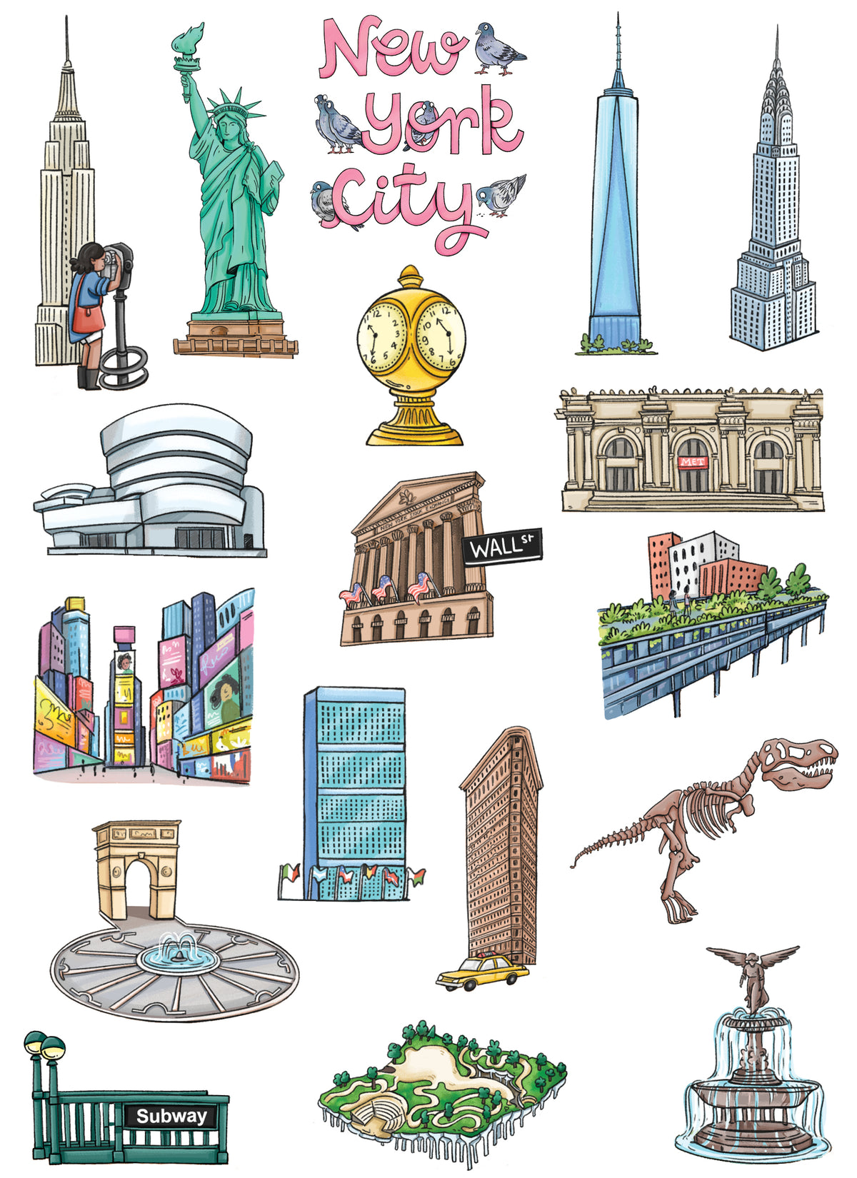 New York Sticker Sheet 8" x 6"