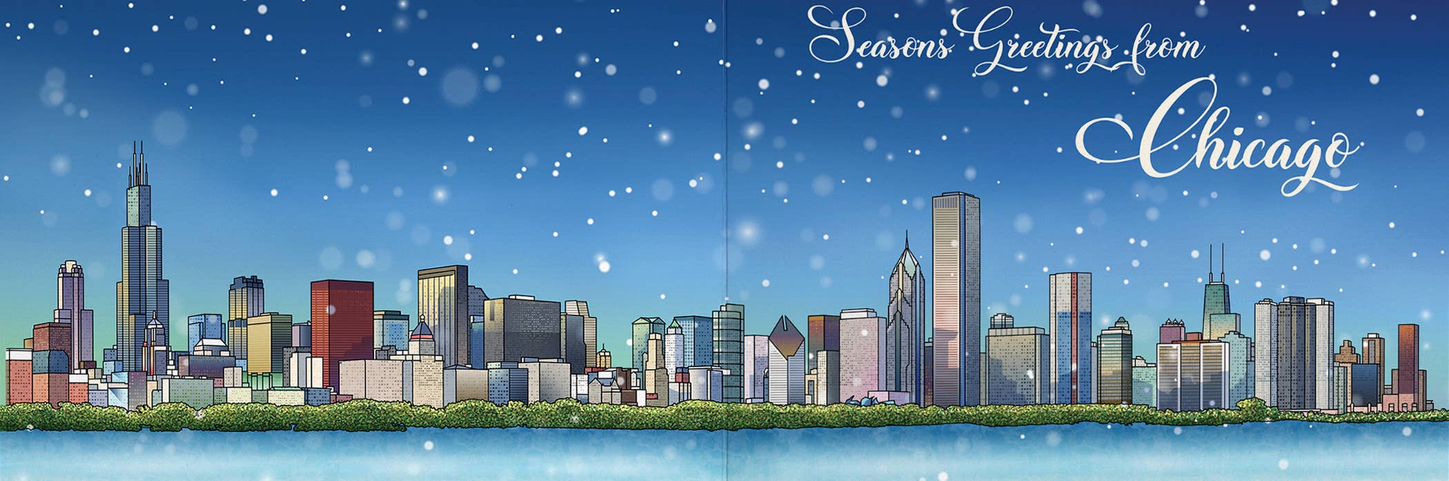 Chicago Skyline Holiday  Greeting Card