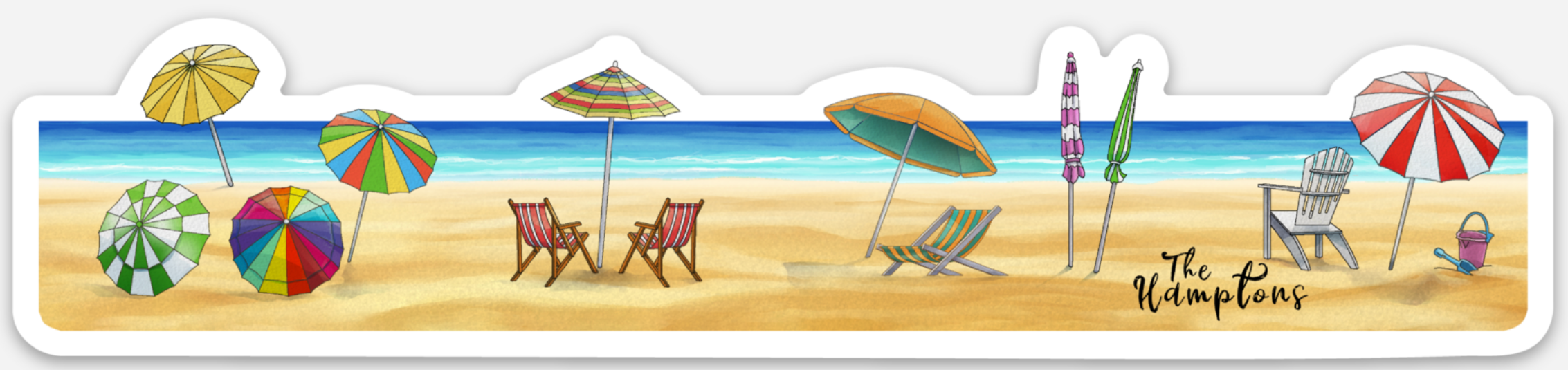 Hamptons Beach Scene Sticker