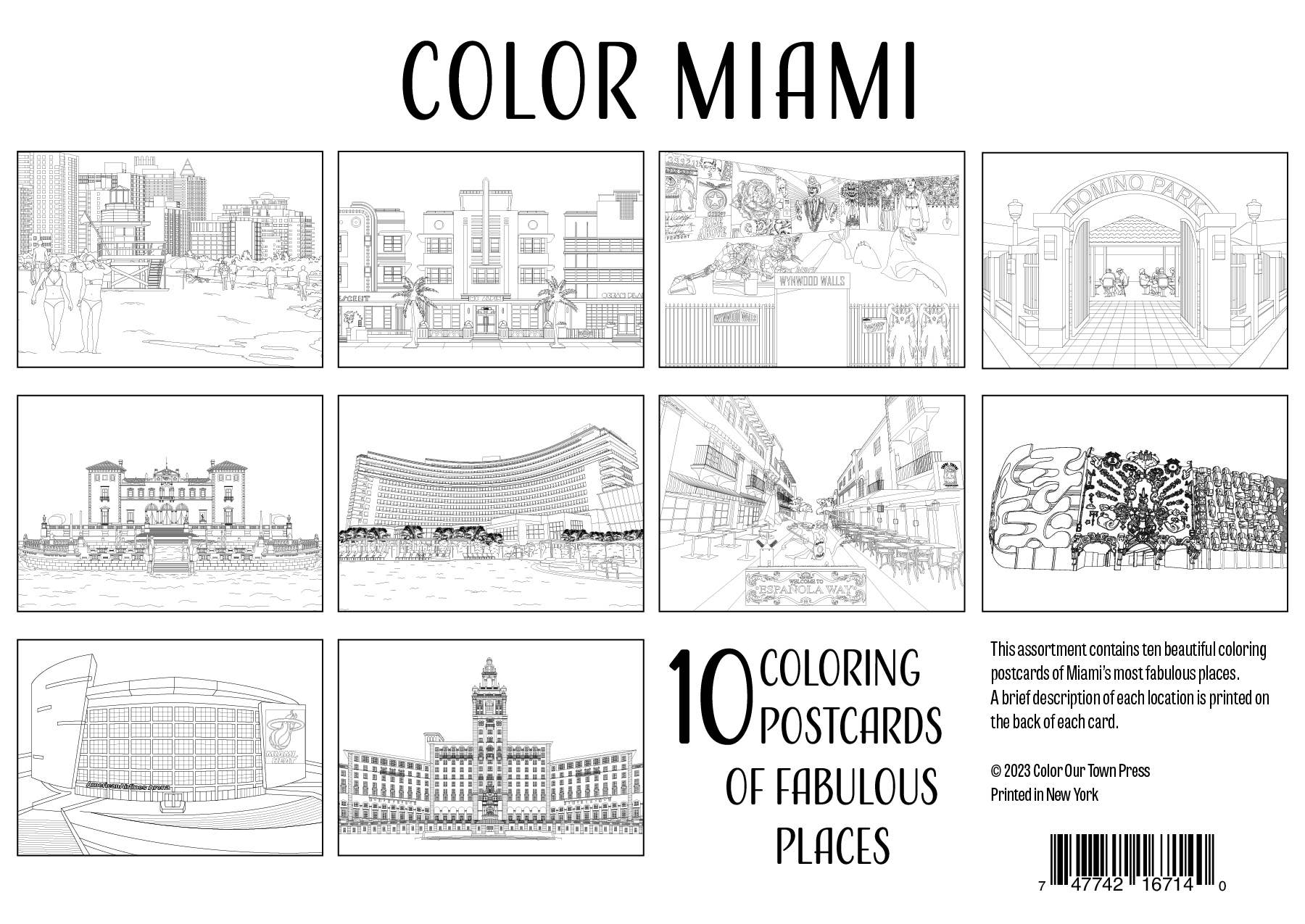 Miami Coloring Postcards