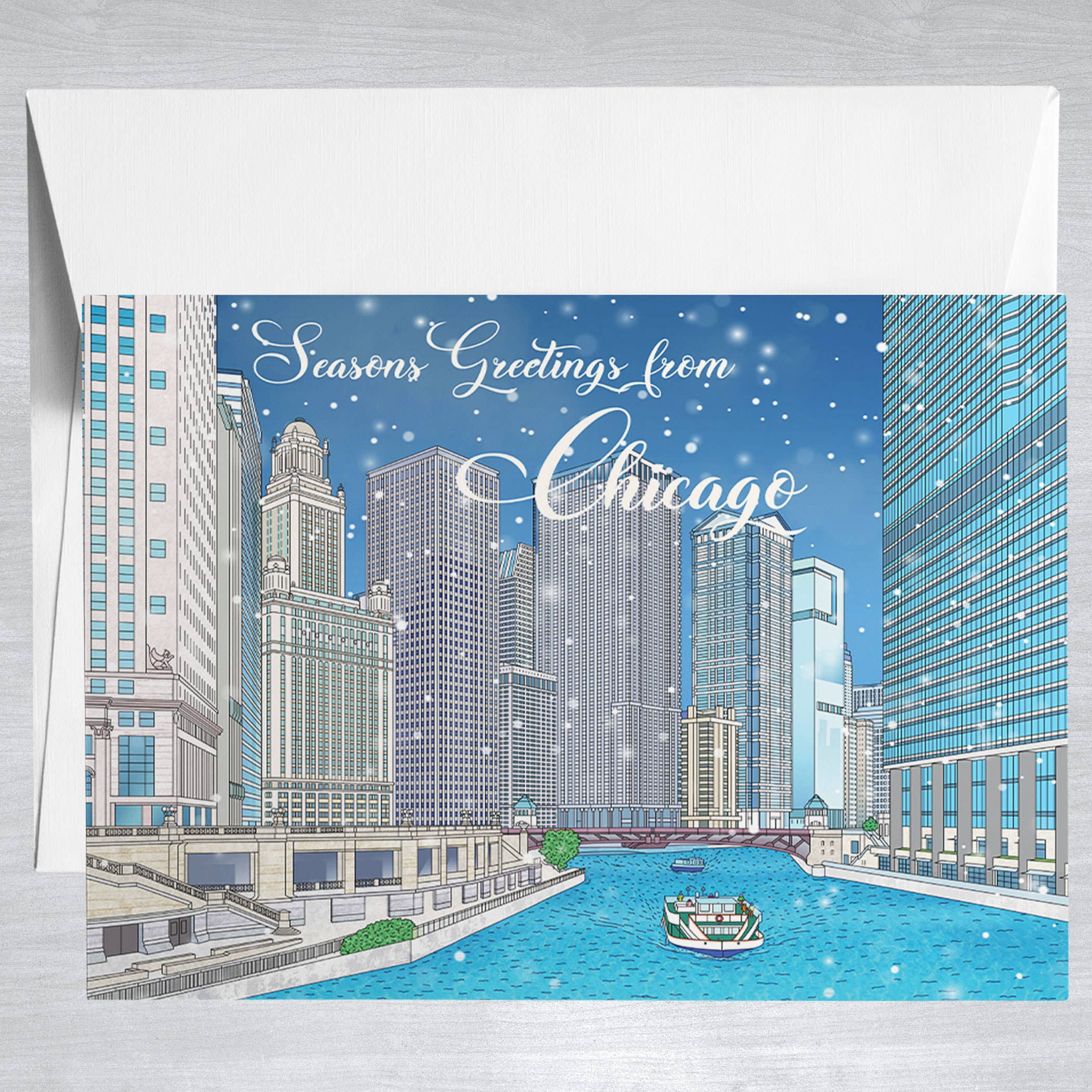 Chicago Riverwalk Holiday  Greeting Card