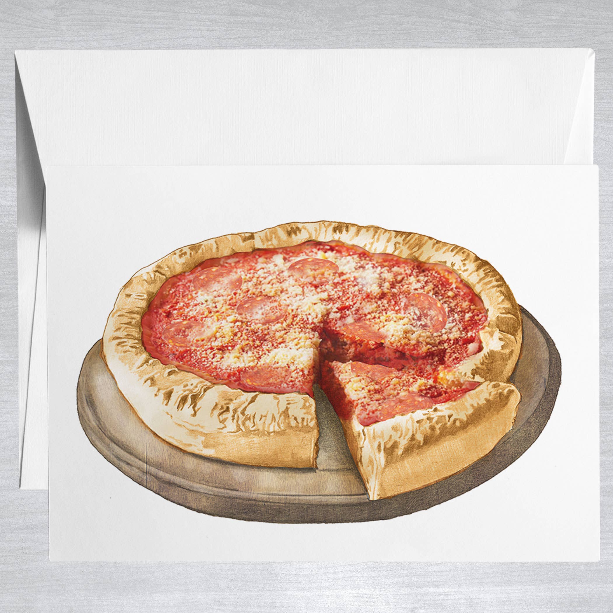 Chicago Deep Dish Pizza  Greeting Card