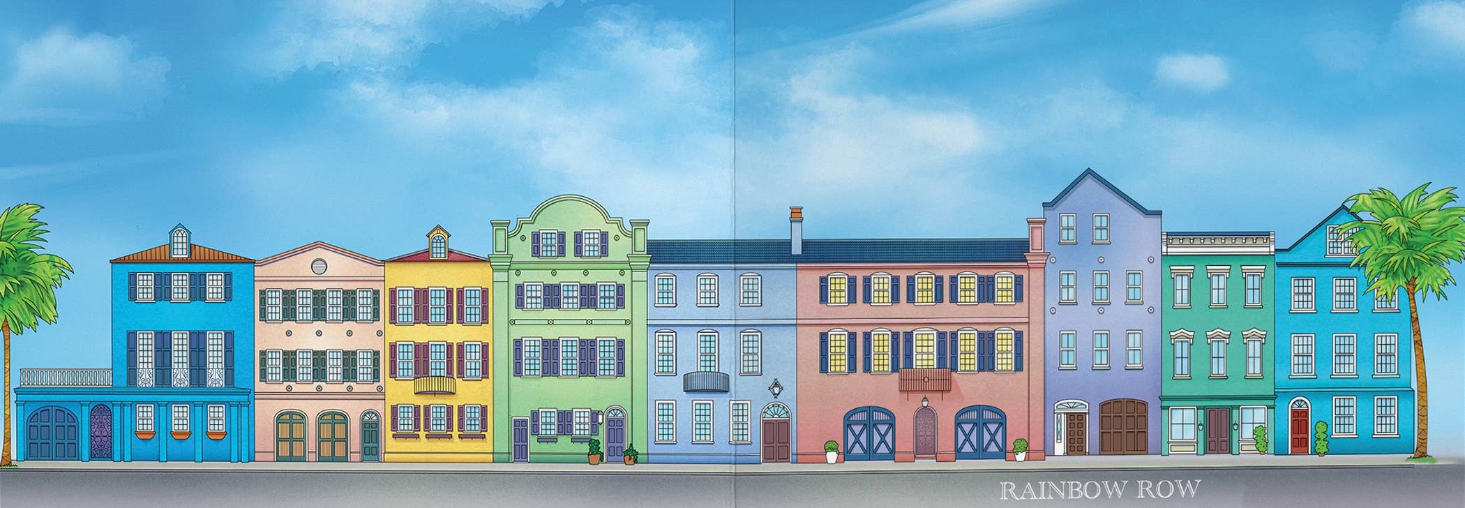 Rainbow Row  Greeting Card