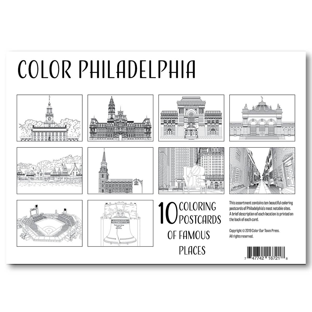 Philadelphia Coloring Postcards