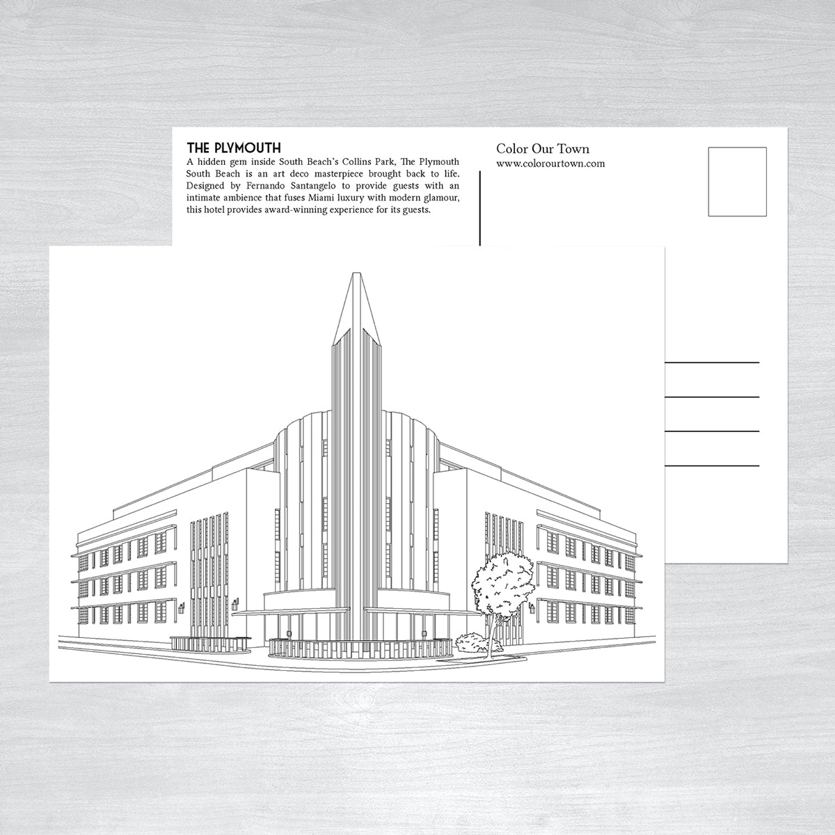 Miami Beach Art Deco Coloring Postcards