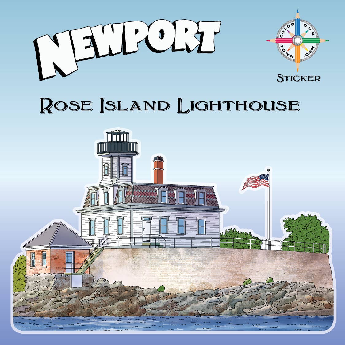 Rose Island Lighthouse  Sticker