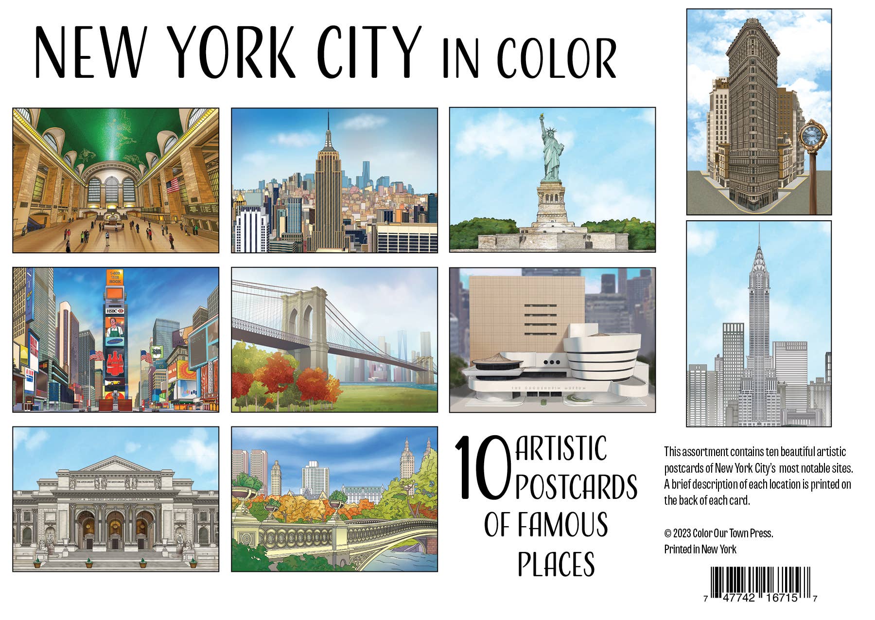 NYC Landmarks Artistic Postcards